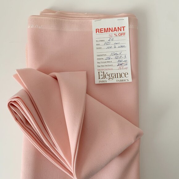 Pure Wool Light Pink Italian Sewing Fabric Remnant - Picture 8 of 8